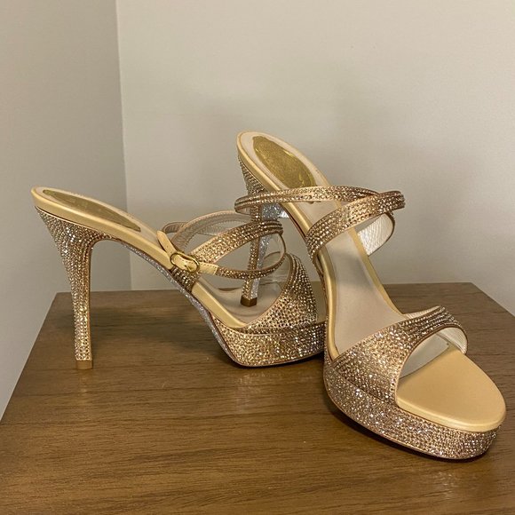 Rene Caovilla Swarovski Crystal Strappy High Heel Shoes - Size 39 - Gorgeous! - Picture 1 of 6